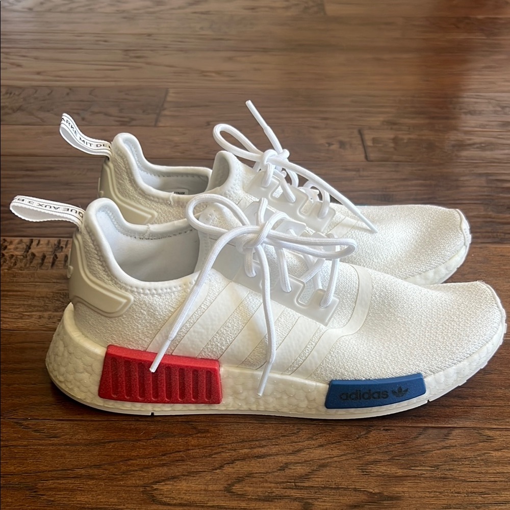 Adidas NMD in White with Red and Blue Highlights